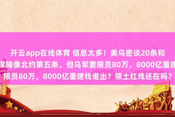 开云app在线体育 信息太多！美乌密谈20条和平新版计划出炉，安全保障像北约第五条，但乌军要限员80万，8000亿重建钱谁出？领土红线还在吗？