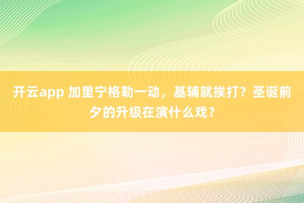 开云app 加里宁格勒一动，基辅就挨打？圣诞前夕的升级在演什么戏？