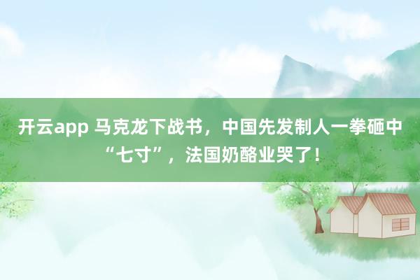 开云app 马克龙下战书，中国先发制人一拳砸中“七寸”，法国奶酪业哭了！