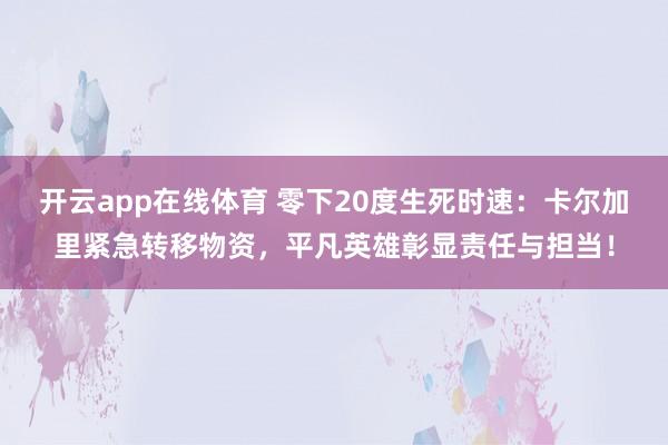 开云app在线体育 零下20度生死时速：卡尔加里紧急转移物资，平凡英雄彰显责任与担当！