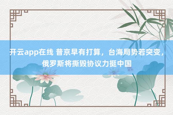开云app在线 普京早有打算，台海局势若突变，俄罗斯将撕毁协议力挺中国