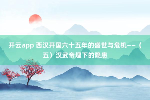 开云app 西汉开国六十五年的盛世与危机——（五）汉武帝埋下的隐患