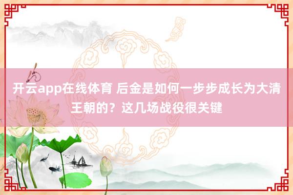 开云app在线体育 后金是如何一步步成长为大清王朝的？这几场战役很关键