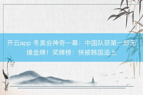 开云app 冬奥会神奇一幕:中国队获第一却无缘金牌!奖牌榜:快被韩国追上